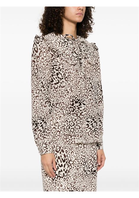 Blusa in seta con stampa leopardata in beige Alessandra rich - donna ALESSANDRA RICH | FABX2975F44781949